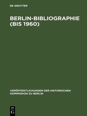 cover image of Berlin-Bibliographie (bis 1960)
